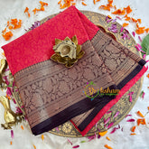 Red with Deep Purple Kora Muslin Saree-VS1709